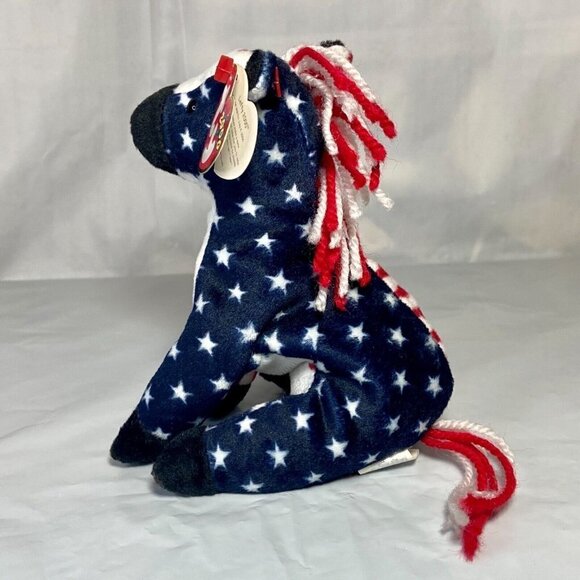 Ty Beanie Baby Lefty 2000 Retired P.E. Pellets Donkey White Head Rare VTG EUC - Picture 5 of 12